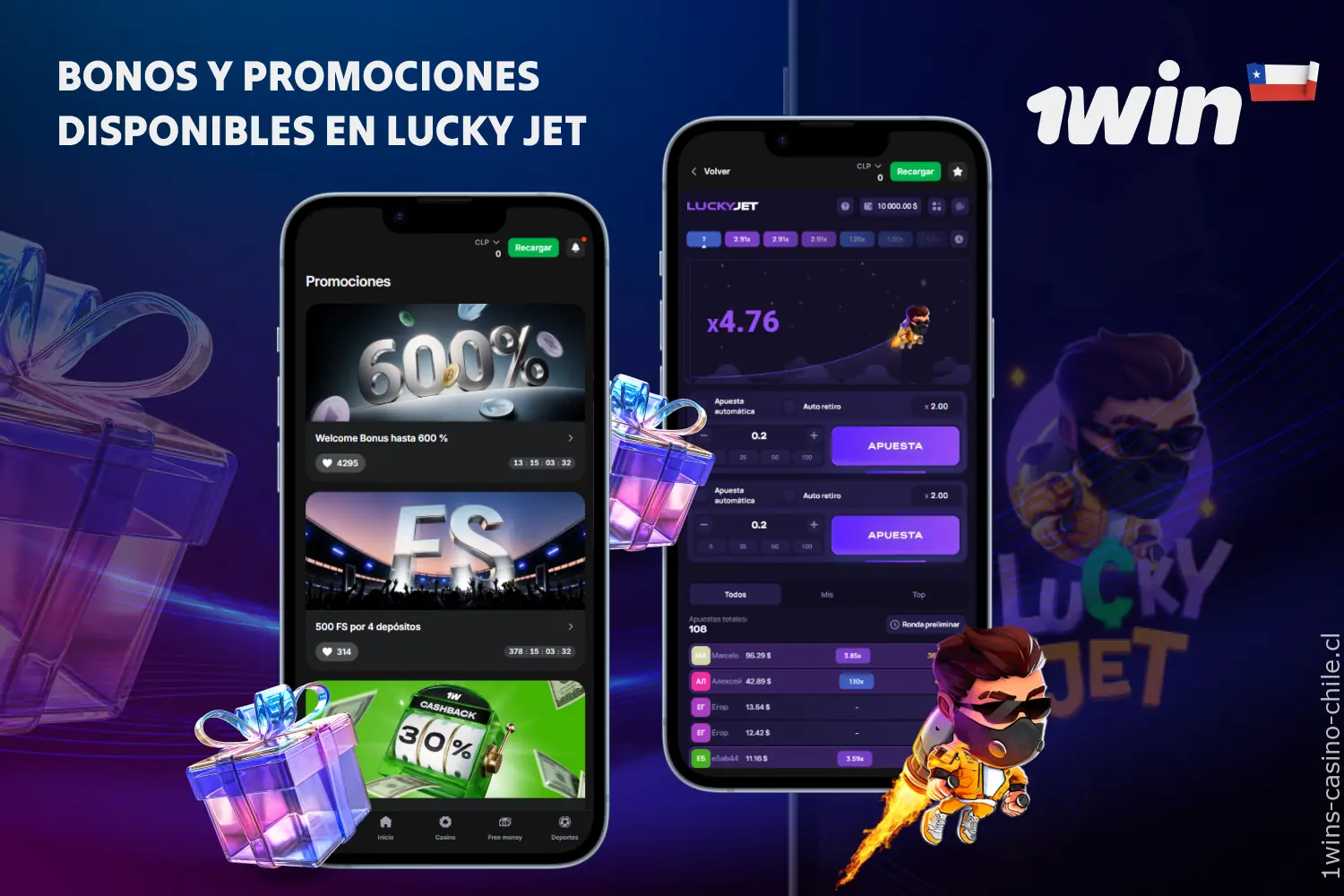 Lucky Jet 1win pone a disposición de los jugadores chilenos bonos y promociones especiales para mejorar sus opciones de obtener ganancias